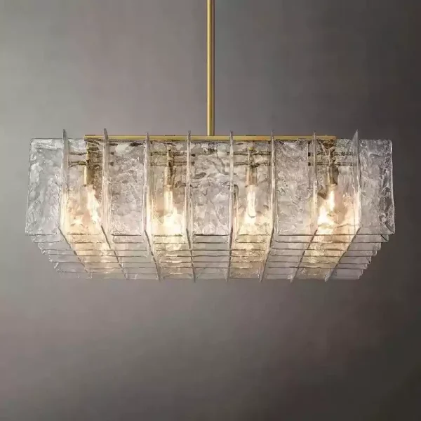 Lattice Clear Glass Square Chandelier 49