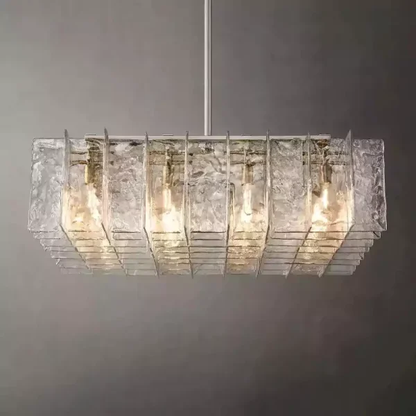 Lattice Clear Glass Square Chandelier 49