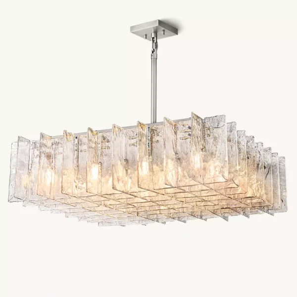 Lattice Clear Glass Square Chandelier 49