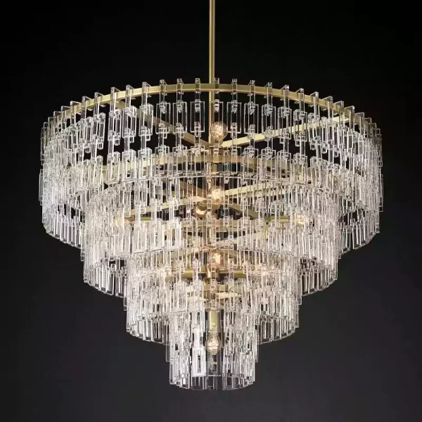 MARIGNAN TIERED ROUND CHANDELIER 48 brass