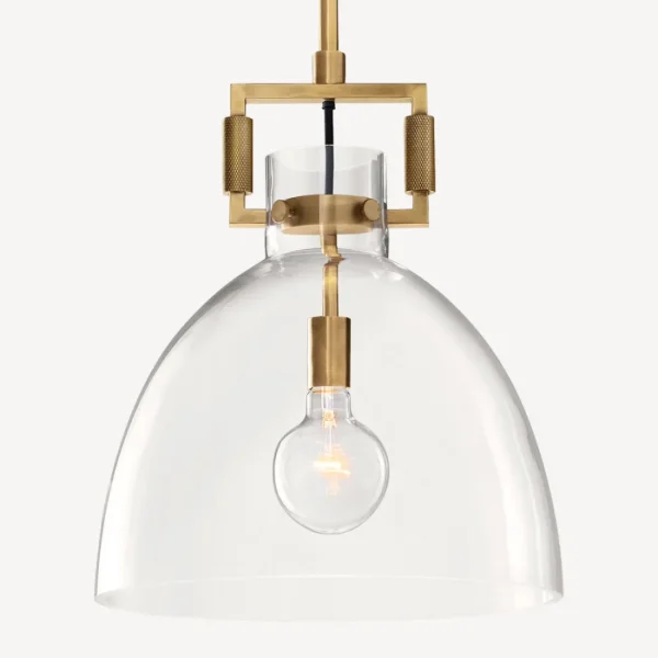 Machinist Glass Cloche Pendant brass