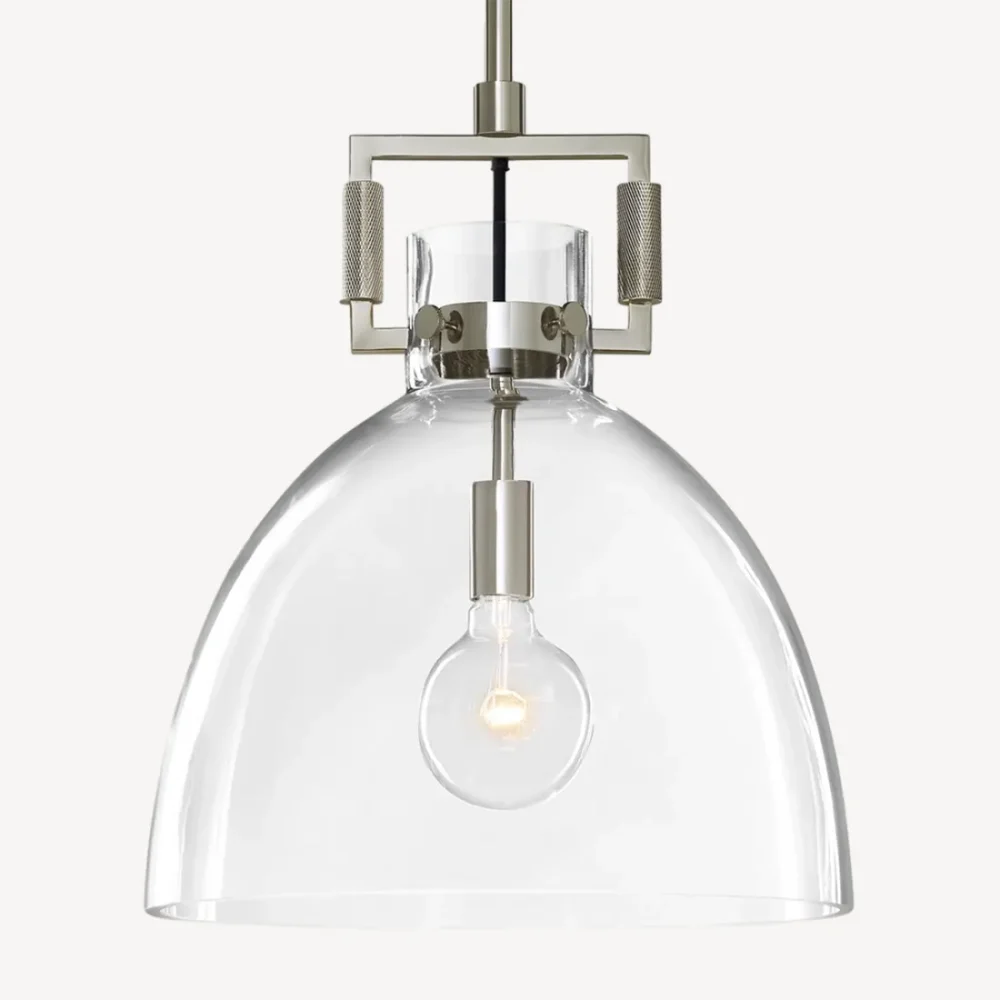 Machinist Glass Cloche Pendant nickel