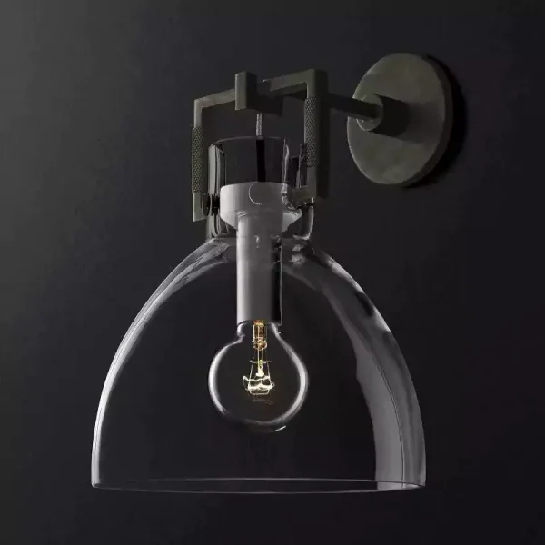 Machinist Glass Cloche Wall Sconce 10