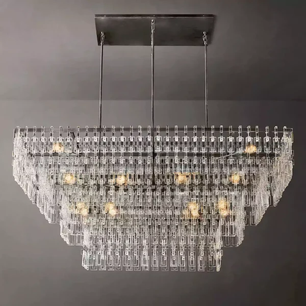Marignan Tiered Rectangular Chandelier 72 bronze