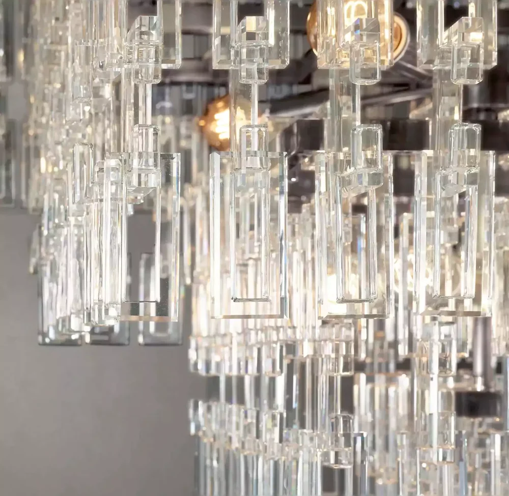 Marignan Tiered Rectangular Chandelier 72 bronze