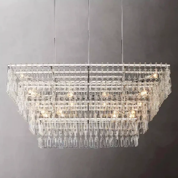 Marignan Tiered Rectangular Chandelier 72 nickel