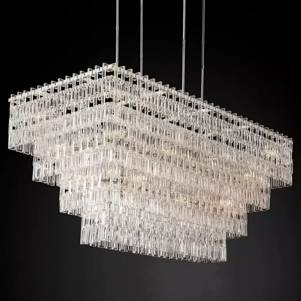 Marignan Tiered Rectangular Chandelier 72 nickel