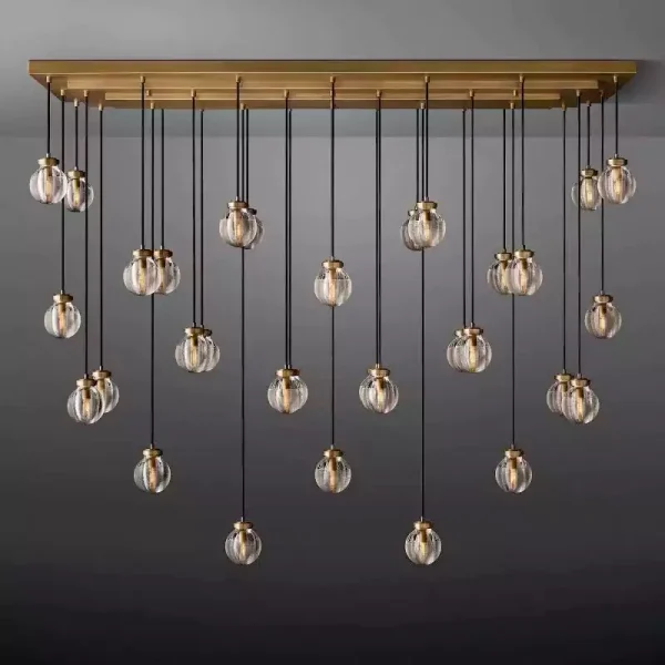 PEARL RECTANGULAR CHANDELIER 72 brass