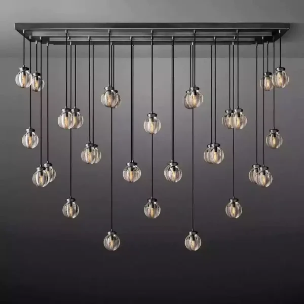 PEARL RECTANGULAR CHANDELIER 72 bronze