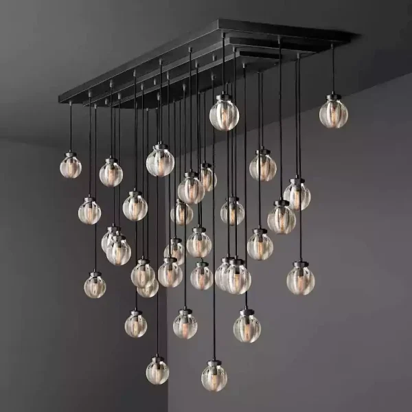 PEARL RECTANGULAR CHANDELIER 72 bronze