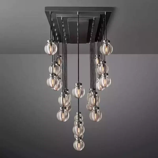 PEARL RECTANGULAR CHANDELIER 72 bronze
