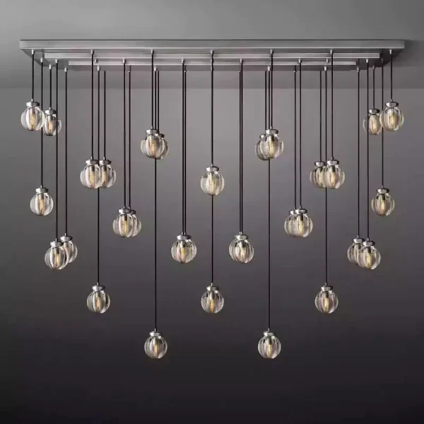 PEARL RECTANGULAR CHANDELIER 72 nickel