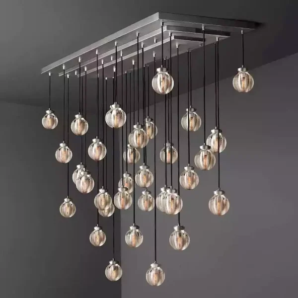 PEARL RECTANGULAR CHANDELIER 72 nickel