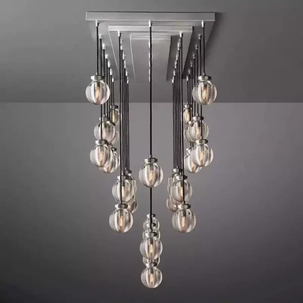 PEARL RECTANGULAR CHANDELIER 72 nickel