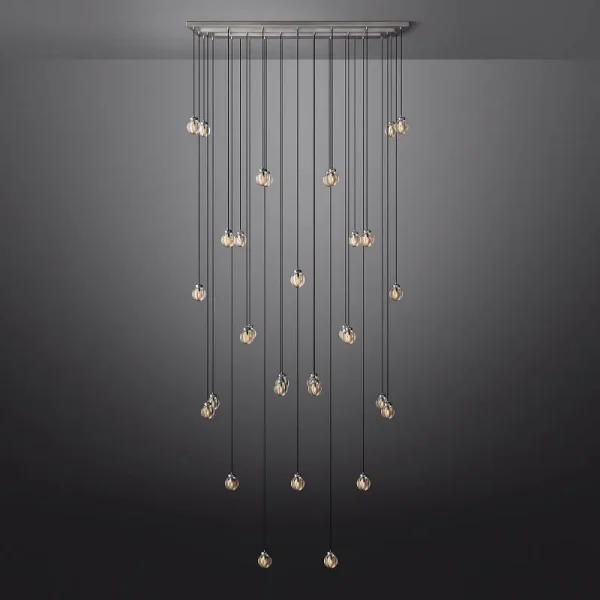 PEARL RECTANGULAR CHANDELIER 72 nickel