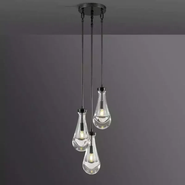 Rain Drops 3 Lights Rod Round Chandelier