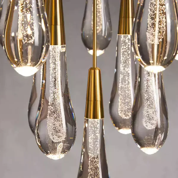 Solitaire Raindrop Round Chandelier 17 brass