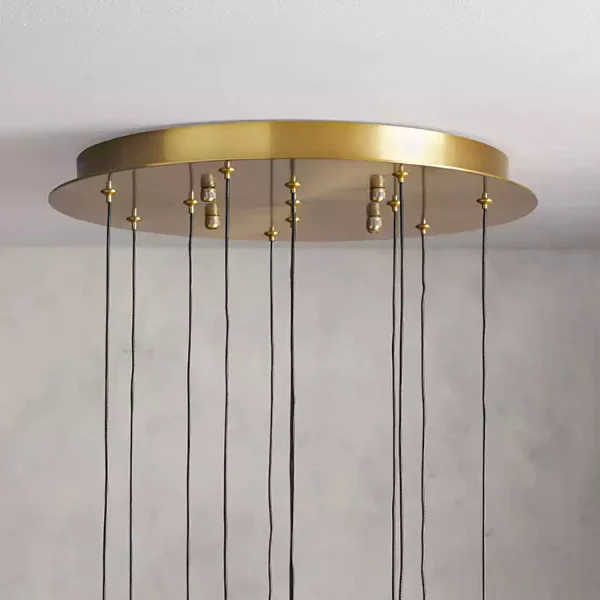 Solitaire Raindrop Round Chandelier 17 brass
