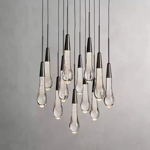 Solitaire Raindrop Round Chandelier 17 bronze