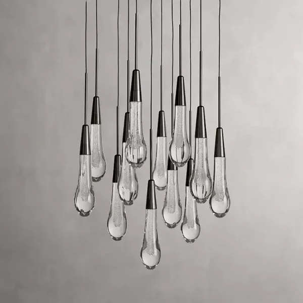 Solitaire Raindrop Round Chandelier 17 bronze