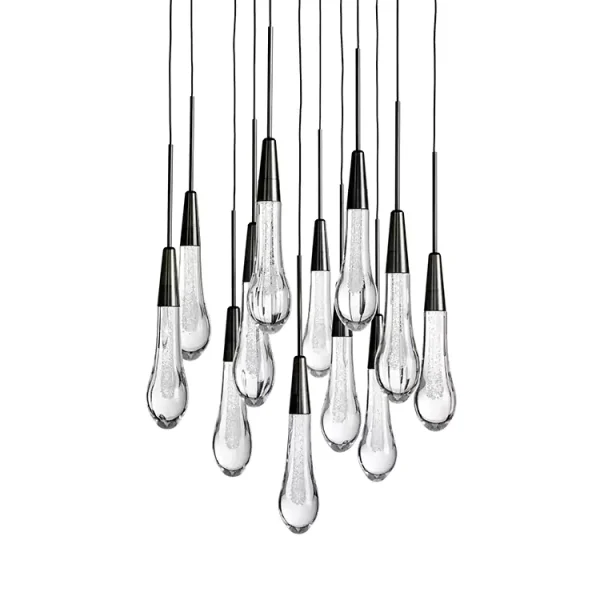 Solitaire Raindrop Round Chandelier 17 bronze