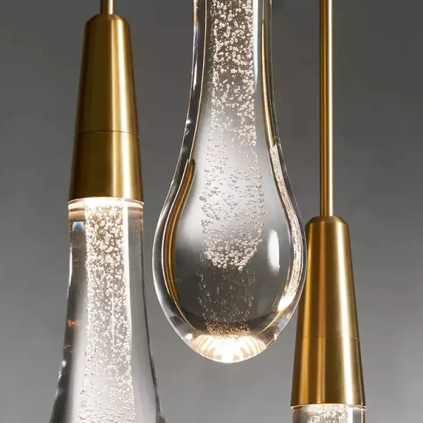 Solitaire Raindrop Round Chandelier 24 brass