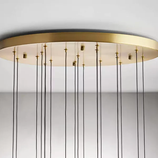 Solitaire Raindrop Round Chandelier 24 brass
