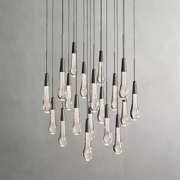 Solitaire Raindrop Round Chandelier 24 bronze