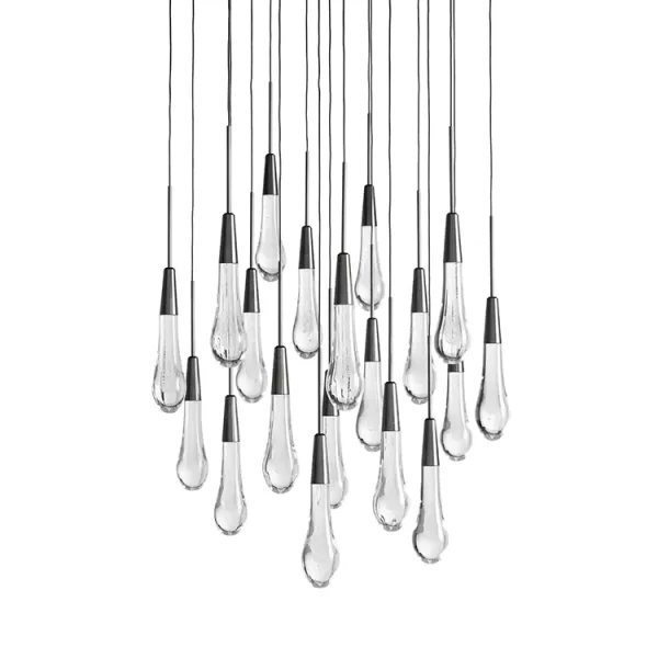 Solitaire Raindrop Round Chandelier 24 bronze