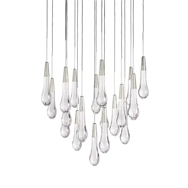 Solitaire Raindrop Round Chandelier 24 nickel