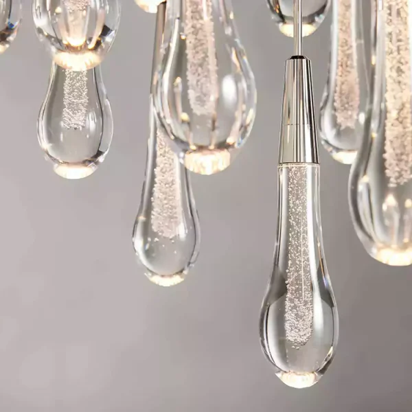 Solitaire Raindrop Round Chandelier 24 nickel