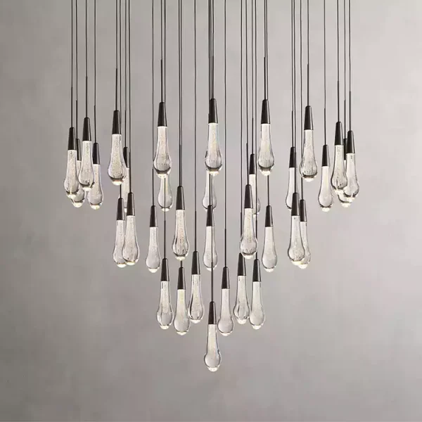 Solitaire Raindrop Round Chandelier 36 bronze