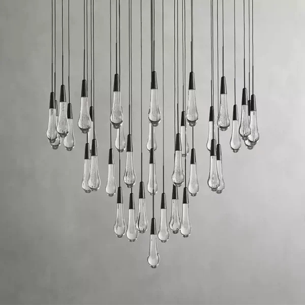 Solitaire Raindrop Round Chandelier 36 bronze