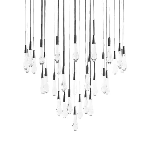 Solitaire Raindrop Round Chandelier 36 bronze