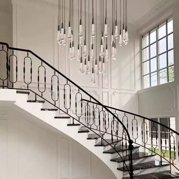 Solitaire Raindrop Round Chandelier 36 bronze