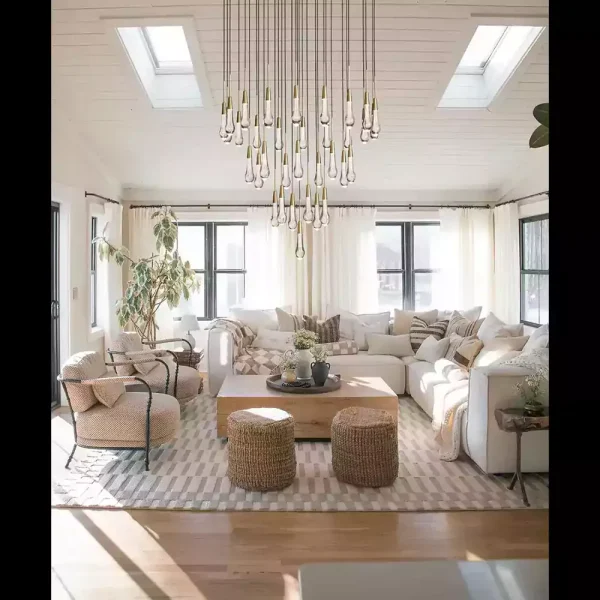 Solitaire Raindrop Round Chandelier 58 brass