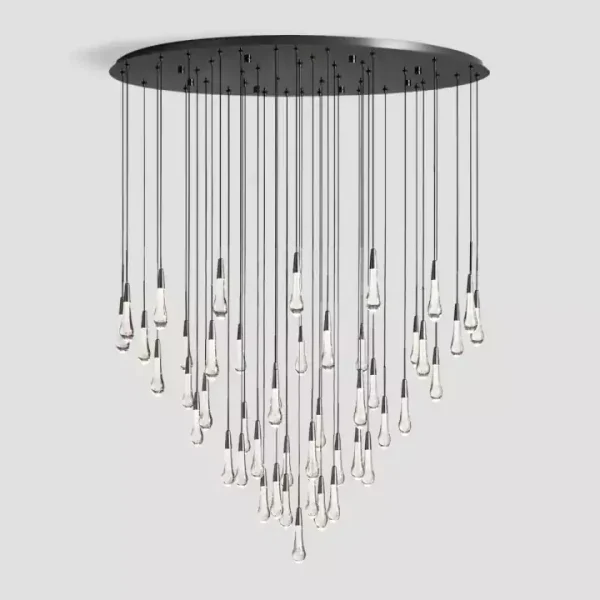 Solitaire Raindrop Round Chandelier 58 bronze