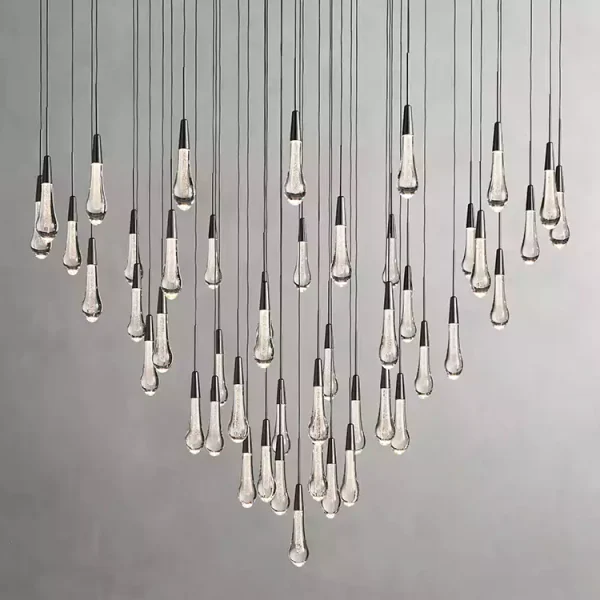 Solitaire Raindrop Round Chandelier 58 bronze