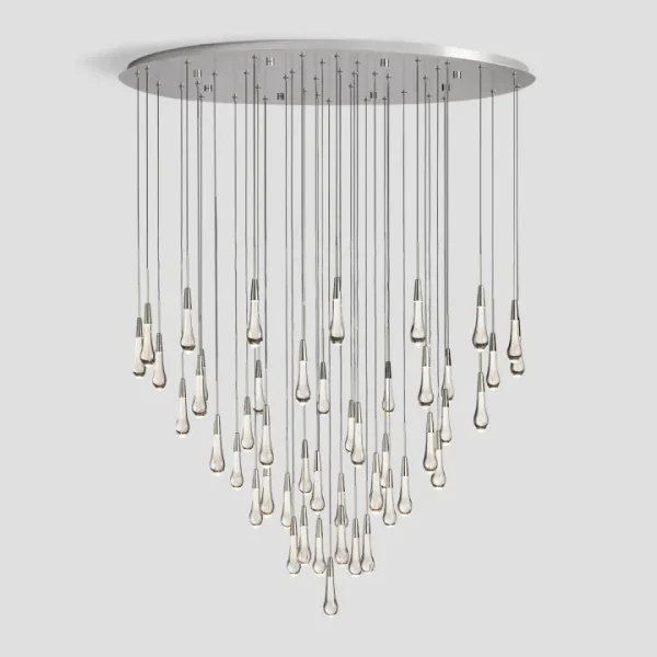 Solitaire Raindrop Round Chandelier 58 nickel
