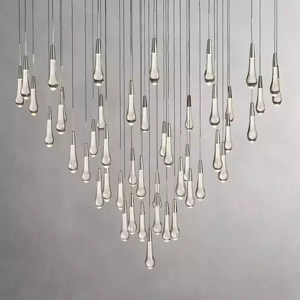 Solitaire Raindrop Round Chandelier 58 bronze