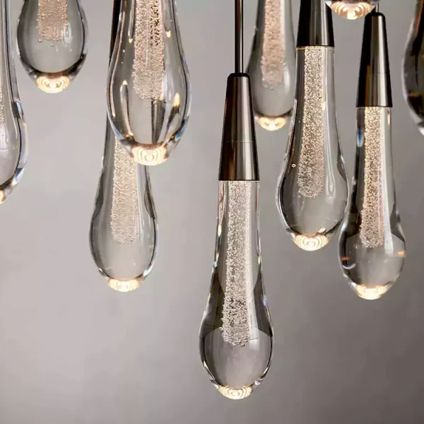 Solitaire Raindrop Round Chandelier