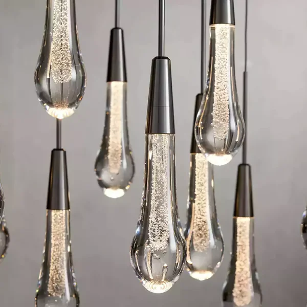 Solitaire Raindrop Round Chandelier