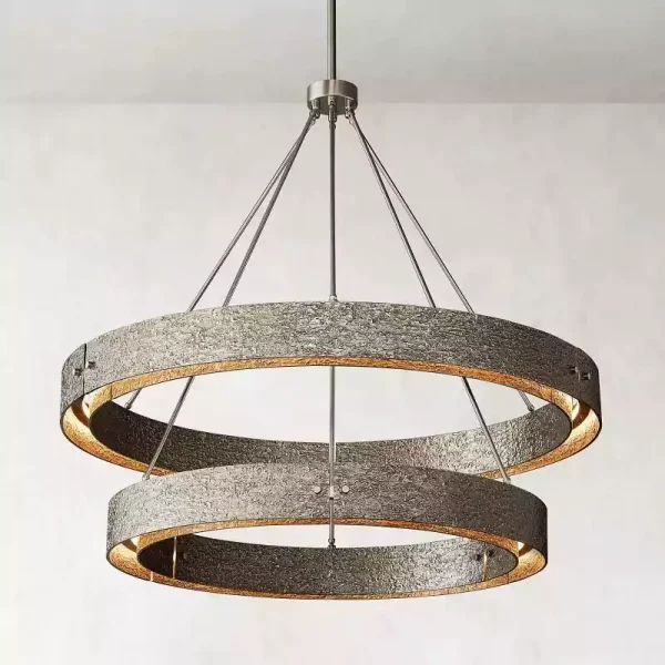 Vouvray Two-Tier Tier Round Chandelier 60 pewter